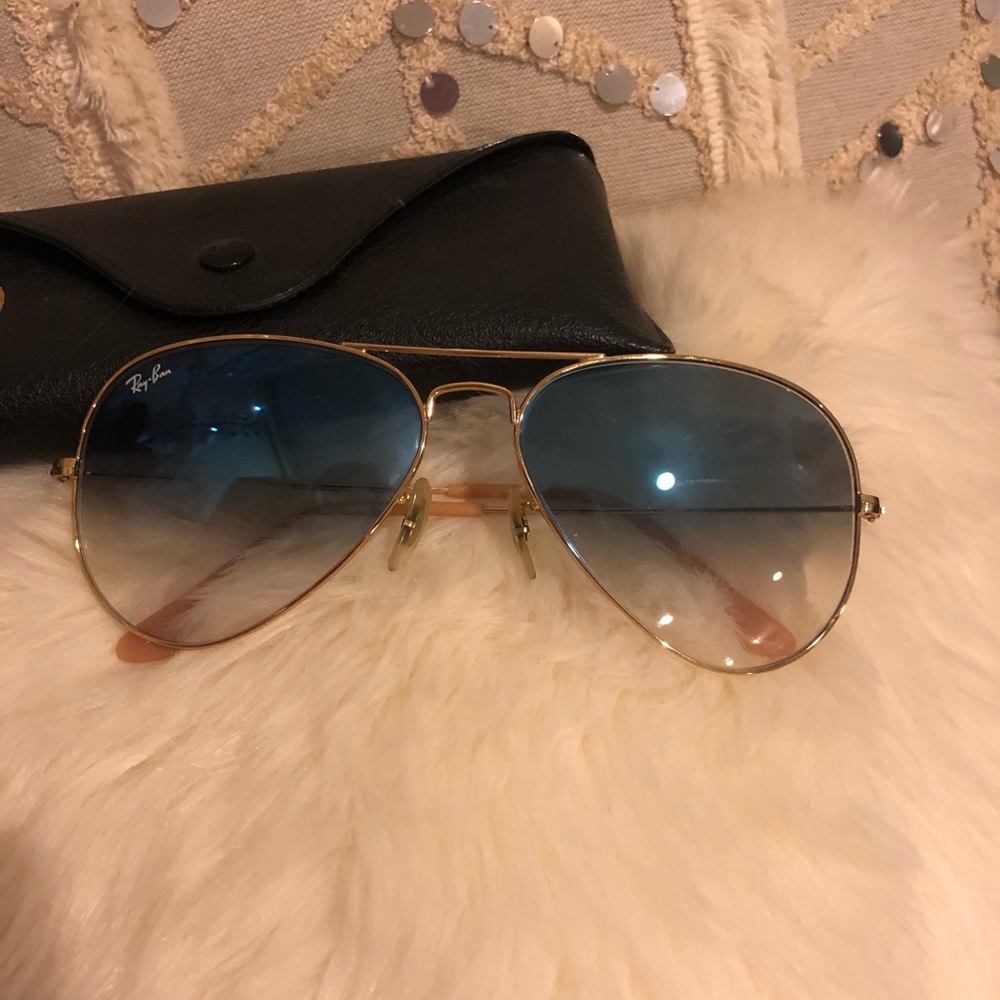 100% Authentic Ray Ban Gold Teal Aviators